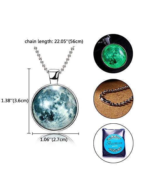 iDMSON Moon Necklace Glow in The Dark Magical Fairy Necklace for Women Girls