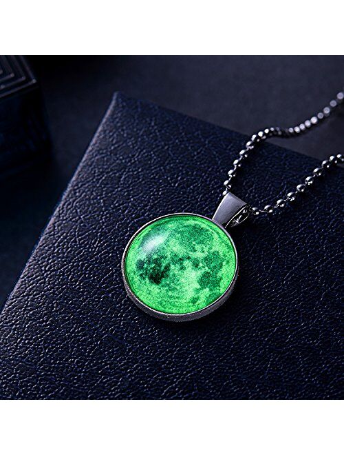 iDMSON Moon Necklace Glow in The Dark Magical Fairy Necklace for Women Girls