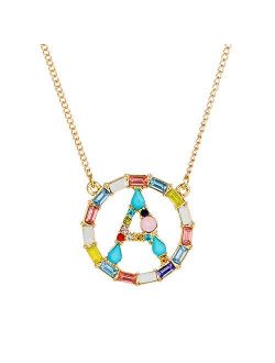 MissNity Large Initial Necklace for Girls Women in Colorful Rhinestone Silver Gold Plated 26 Letters Alphabet Pendant A-Z, 20"+2"
