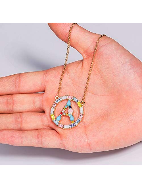 MissNity Large Initial Necklace for Girls Women in Colorful Rhinestone Silver Gold Plated 26 Letters Alphabet Pendant A-Z, 20"+2"