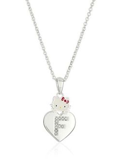 Hello Kitty Girls' Crystal and Enamel Initial Pendant Necklace, 18"