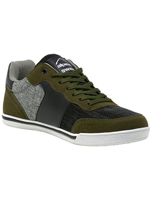 Alpine Swiss Liam Mens Fashion Sneakers Suede Trim Low Top Lace Up Tennis Shoes