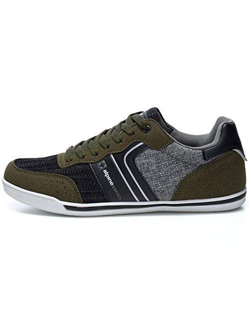 Alpine Swiss Liam Mens Fashion Sneakers Suede Trim Low Top Lace Up Tennis Shoes