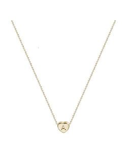 Love Heart Initial Pendant Necklace, 14 K Gold Plated Personalized Tiny Lovely Heart with Letters Charm Necklace for Women