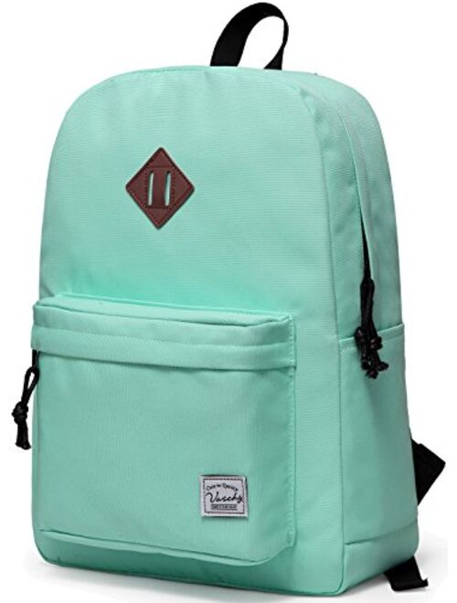Lightweight Backpack for School, VASCHY Classic Basic Water Resistant Casual Daypack for Travel with Bottle Side Pockets