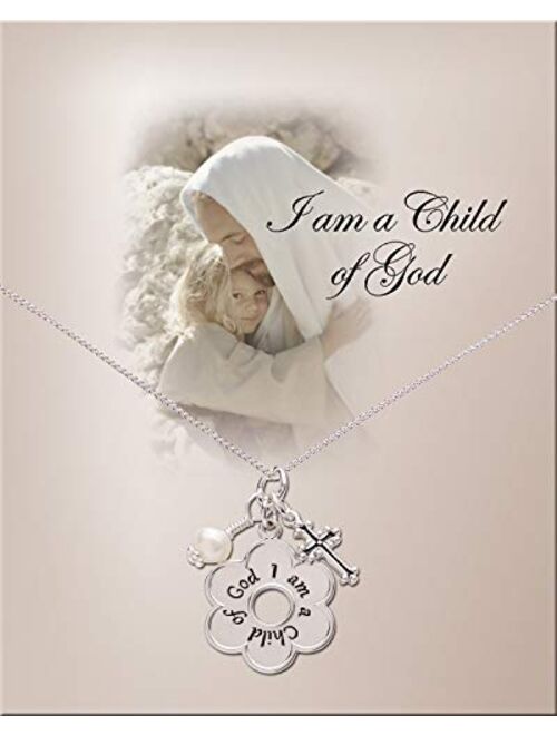 Sterling Silver"I Am a Child of God" Daisy Necklace