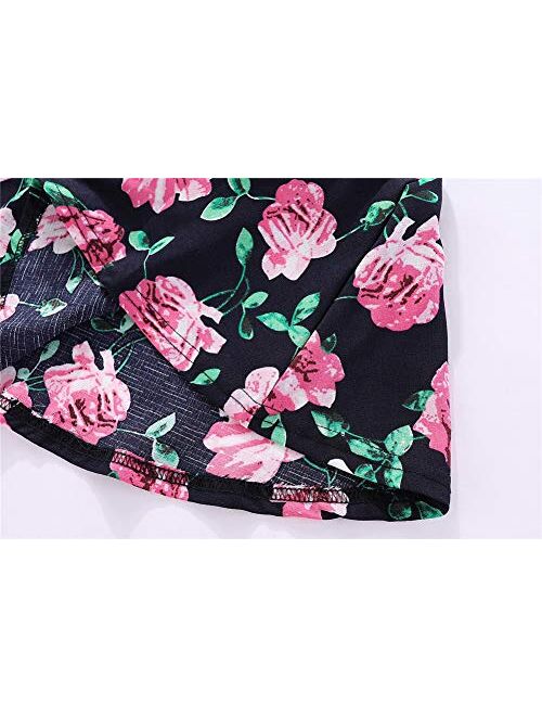 LittleSpring Little Girls Summer Outfit Tank Top and Floral Skirt Set