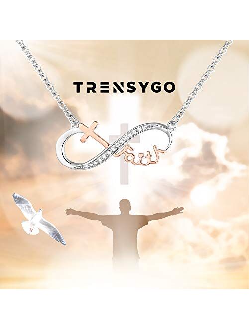 TRENSYGO Infinity Collection 925 Sterling Silver Heartbeat Infinity Cross Anchor Sunflower Nurse Necklace Jewelry Gifts for Women and Girls