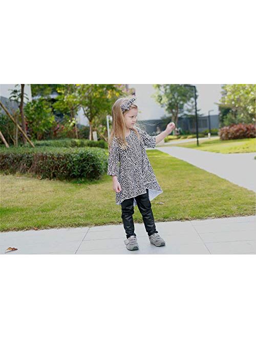 Christmas Toddler Girl Outfits, Baby Ruffle T-Shirt Dress Deer Plaid Pants Sets with Scarf