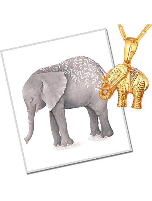 Lucky Elephant Pendant 18k Gold Plated/Platinum Plated Rhinestone Crystal Necklace