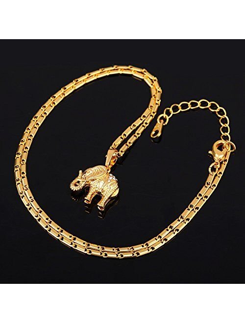 Lucky Elephant Pendant 18k Gold Plated/Platinum Plated Rhinestone Crystal Necklace
