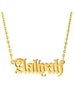 Joycuff Old English Name Necklace(Over 800 Names are in Stock) Personalized 18K Gold Plated Monogram Jewelry Christmas Birthday Gift for Women