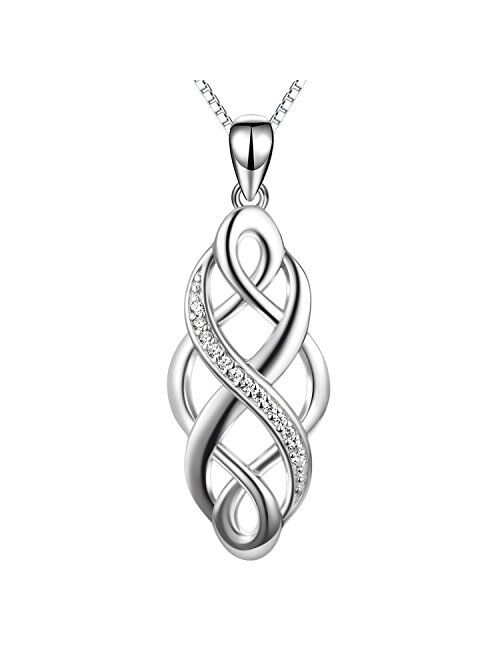 YFN Irish Celtic Knot Created Opal Pendant Necklace Infinity Love Sterling Silver CZ Jewelry 18"