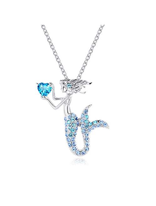 Kjiasiw Mermaid Pendant Necklace Jewelry Crystal Pendant Gift for Girls Women