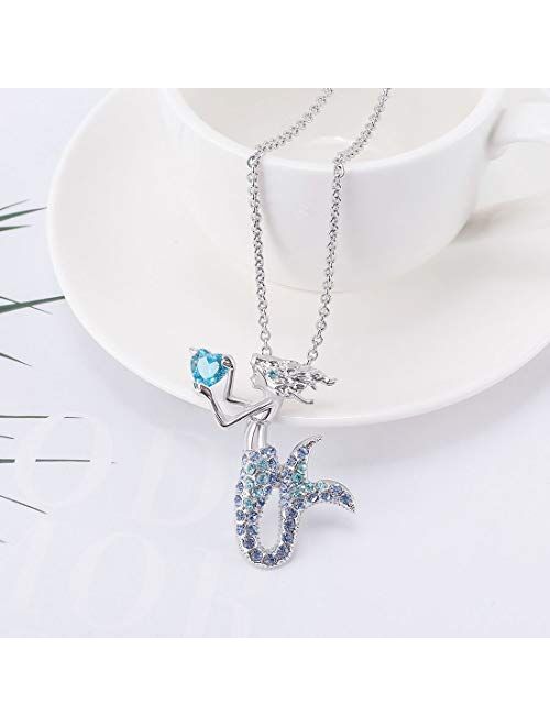 Kjiasiw Mermaid Pendant Necklace Jewelry Crystal Pendant Gift for Girls Women