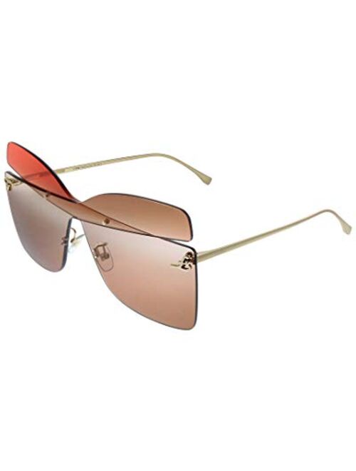 Fendi FF0399/S G63 Red Gold FF0399/S Square Sunglasses Lens Category 2 Size 63m