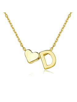 Gold Heart Initial Necklace for Teen Girls,Dainty Personalized Letter Heart Choker Necklace Gift for Women Necklace Jewelry