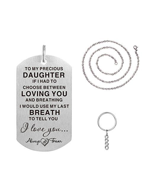 To My Precious Daughter Gift Necklace - I Love You Jewelry Pendant Present