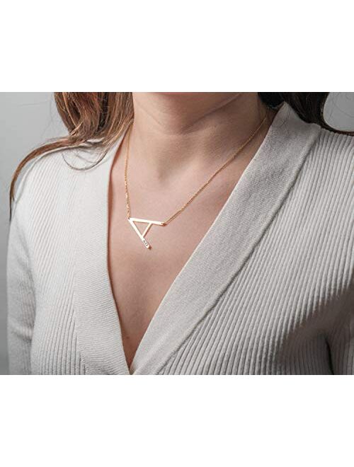 Joycuff Personalized Name Necklace Oversize Initial Pendant Large Letter 18K Real Gold Birthday Gifts for Teen Girl Women Wife Girlfriend Sister Daughter Best Friend