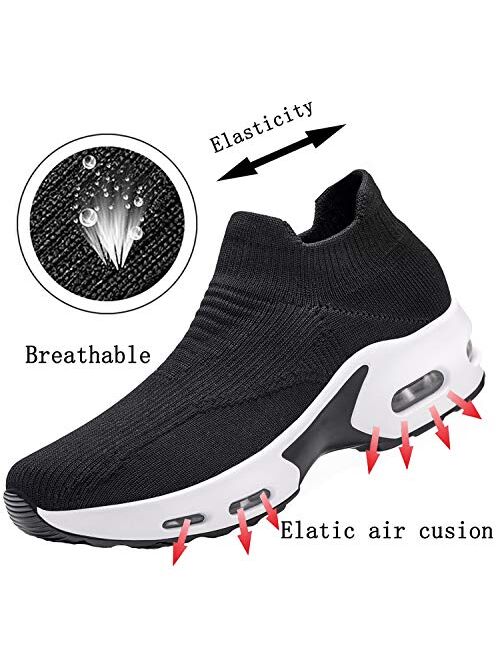 UKUGIJIMA Womens Walking Shoes Slip on Sneaker for Women Platform Lightweight Running Shoe Workout Comfortable Socks Shoes