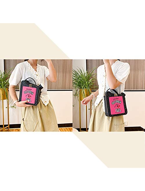 WOG2008 Women Laser Bling Gasoline Shoulder Bag Embroidered Letter Handbag For Girl PU Leather Clutch Bag