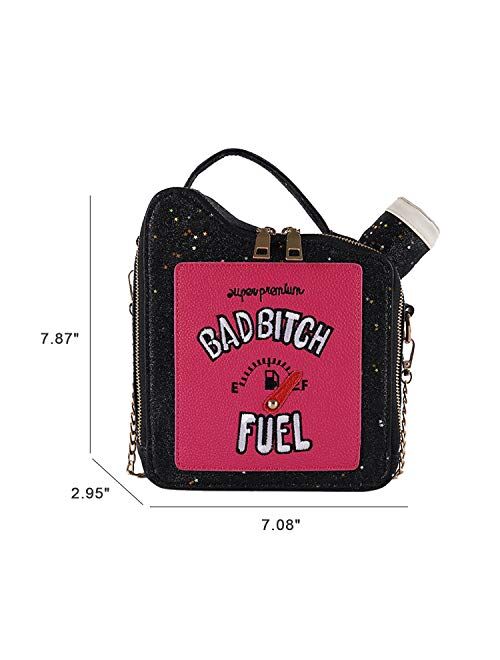 WOG2008 Women Laser Bling Gasoline Shoulder Bag Embroidered Letter Handbag For Girl PU Leather Clutch Bag