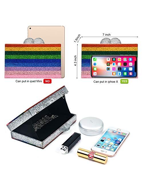 Rainbow Evening Handbag Acrylic Wedding Party Clutch Purse Crossbody Wallet Bag for Women