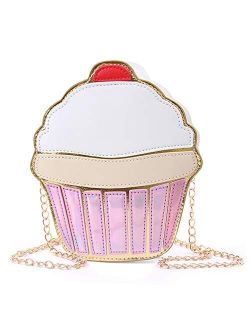 SUKUTU Girls Cupcake Popcorn Egg PU Leather Crossbody Bag Shoulder Bag Small Purse and Cell Phone Bag