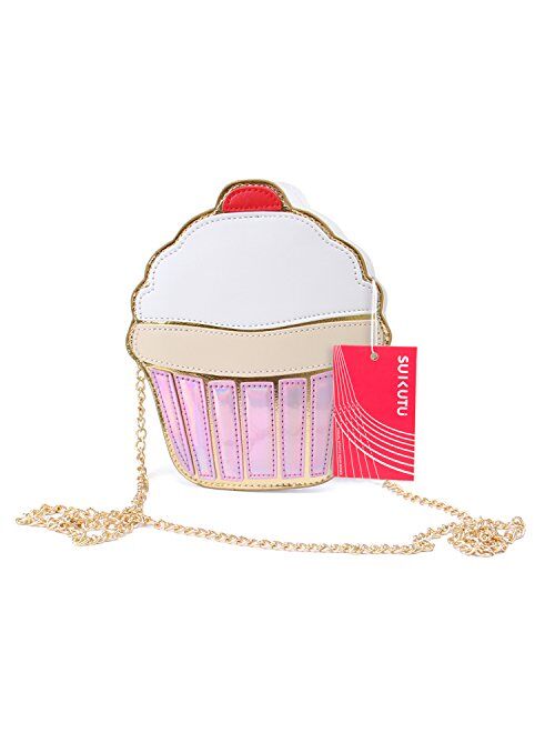 SUKUTU Girls Cupcake Popcorn Egg PU Leather Crossbody Bag Shoulder Bag Small Purse and Cell Phone Bag