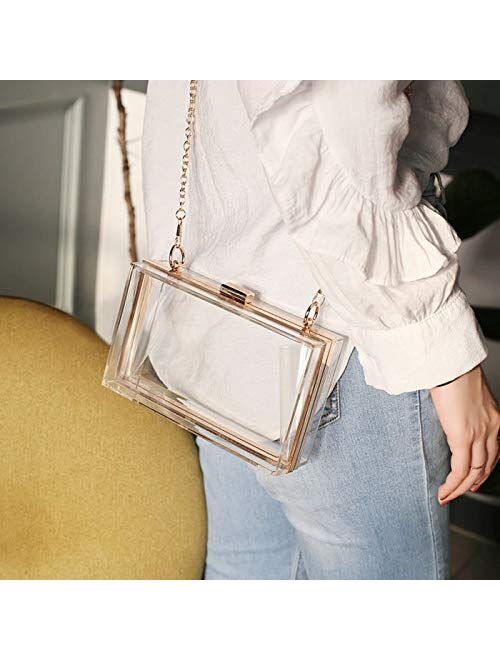 Clear Purse Acrylic Box Evening Clutch Bag Crossbody Shoulder Handbag for Women