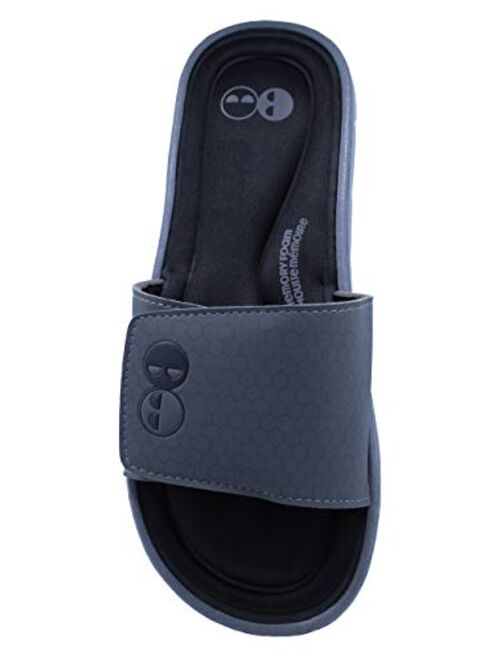 Mens Grey and Black Memory Foam Slide Sandal