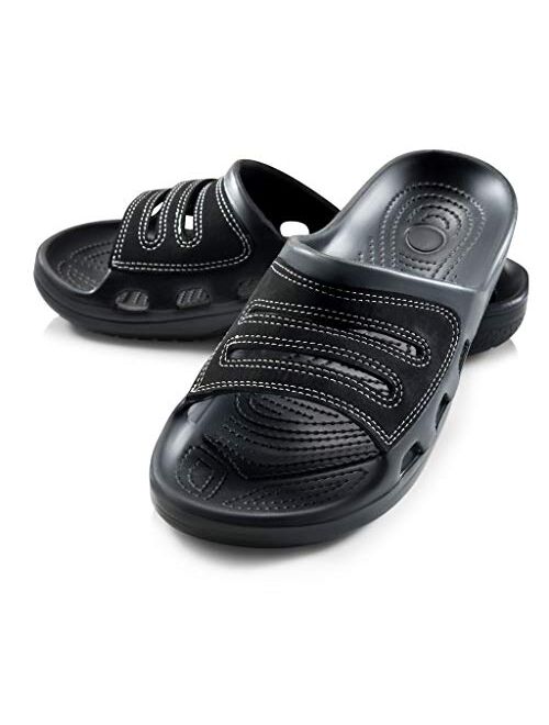 Roxoni Slide Sandals for Men | Open Toe Slip-On | Waterproof Rubber for Beach, Pool, Gym, Travel Wear