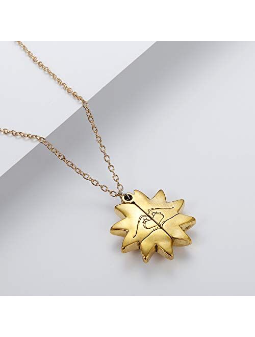 SUNSHI New Upgrade Sunflower Necklace Engraved 2 Sided Version Heart Locket You are My Sunshine Love You Pendant with Box for Women, Mother, Daughter