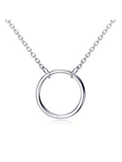 Open Circle Necklace in Yellow Gold, Rose Gold or Rhodium over 925 Sterling Silver