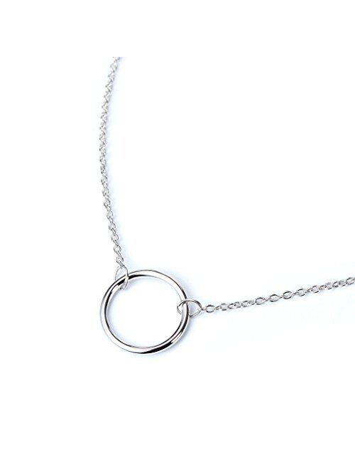 Open Circle Necklace in Yellow Gold, Rose Gold or Rhodium over 925 Sterling Silver