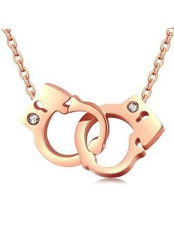 Jude Jewelers Stainless Steel Handcuff Infinity Interlocking Circle Collar Statement Necklace