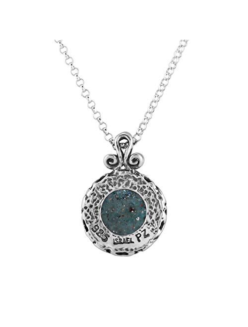 PZ Paz Creations .925 Sterling Silver Roman Glass Pendant Necklace
