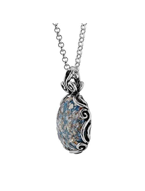 PZ Paz Creations .925 Sterling Silver Roman Glass Pendant Necklace