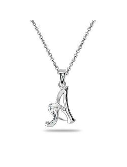 Sterling Silver Initial Alphabet Letter Name Pendant Necklace Personalized Gifts for Women Teens Girls
