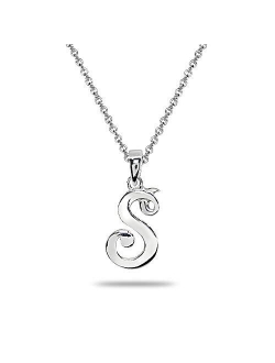 Sterling Silver Initial Alphabet Letter Name Pendant Necklace Personalized Gifts for Women Teens Girls