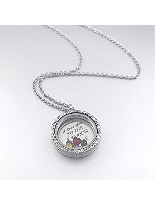 YOUFENG Floating Living Memory Locket Pendant Necklace Family Tree of Life Birthstone Necklaces