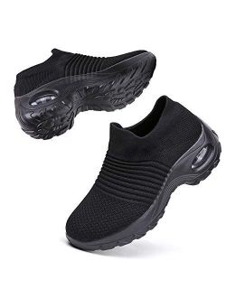 Ezkrwxn Women Athletic Slip on Walking Shoes mesh Sock Loafers