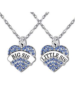 lauhonmin Crystal Sister Necklace Set Big Middle Little Baby Sister for Women Girl 9 Style 3 Colors