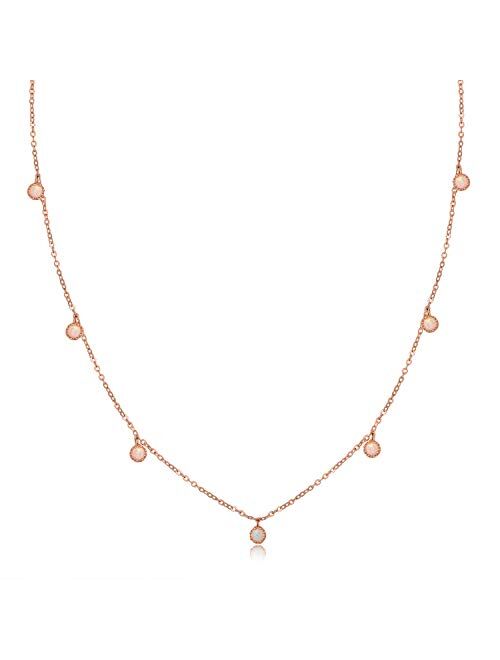 Barzel 18K White Gold & 18K Rose Gold with Created Fire Opal Necklaces