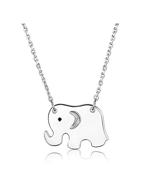 Good Luck Necklace - 925 Sterling Silver Elephant Pendant Necklace Christmas Day Jewelry Birthday Gift for Girls and Women