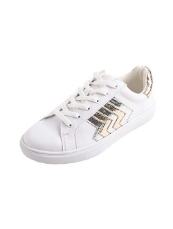 Feversole Women's Featured PU Leather Colorful Lace-Up Sneaker