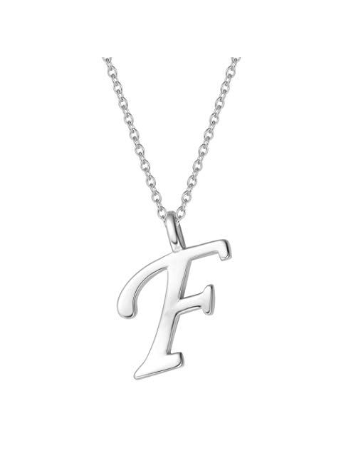 FANCIME Sterling Silver Gold Plated Initial Necklace High Polish Monogram Letter Initial Pendant Necklace Fine Jewelry for Women Girls 16 + 2 Extender