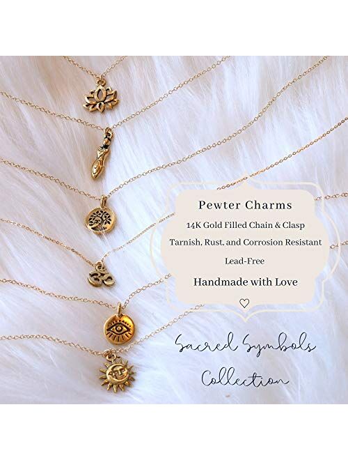 MAEMAE Spiritual Charms Necklaces, 14k Gold Filled Hope & Inspirational Jewelry 16-18"