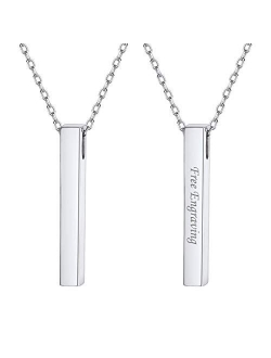 ChicSilver Customizable Vertical Bar Pendant Necklace 925 Sterling Silver Y Necklace Simple Fashion Jewelry Gifts for Women(with Gift Box)