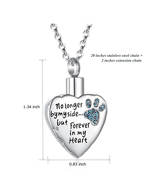 Fashion Pet Cremation Jewelry Stainess Steel Heart Keepsake Ashes Necklace Dog Cat Paw Memorial Urn Pendant